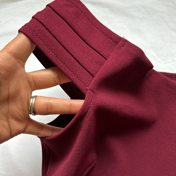 Knitee Women's Off Shoulder V-Neck Ruffle Pleat Waist Bodycon Formal Dress - Picture 8 of 8